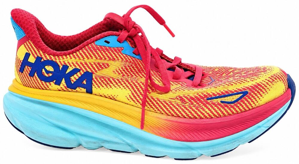 HOKA Women’s Size 6 Running Walking Shoes Yellow Red Blue Aqua Athletic Sneakers